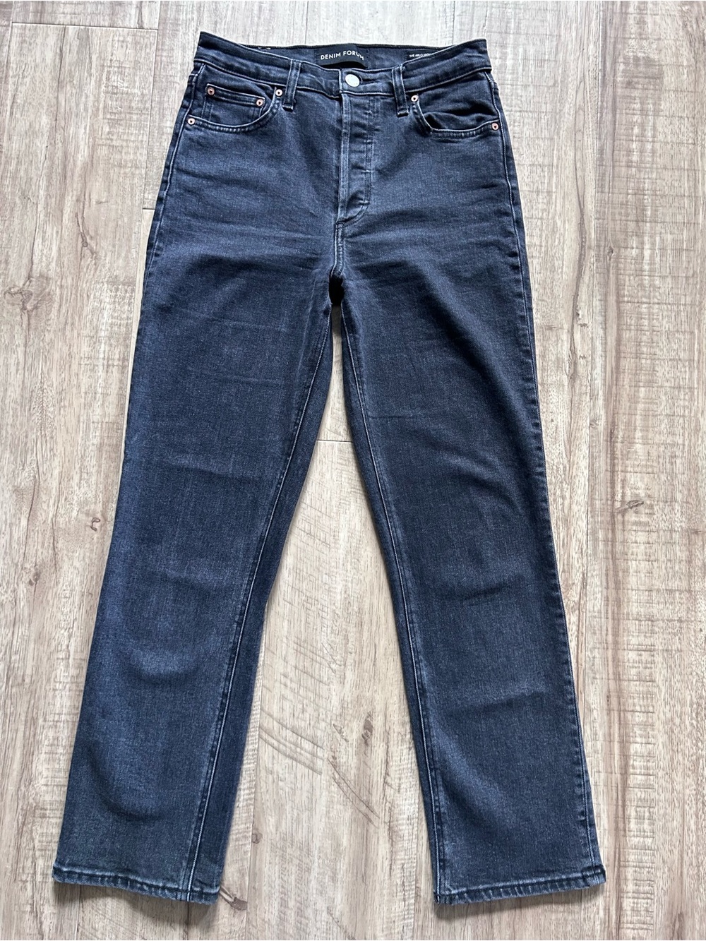 Denim Forum The Arlo Hi-Rise Straight Jean 28L neutral timeless classic - Picture 2 of 11